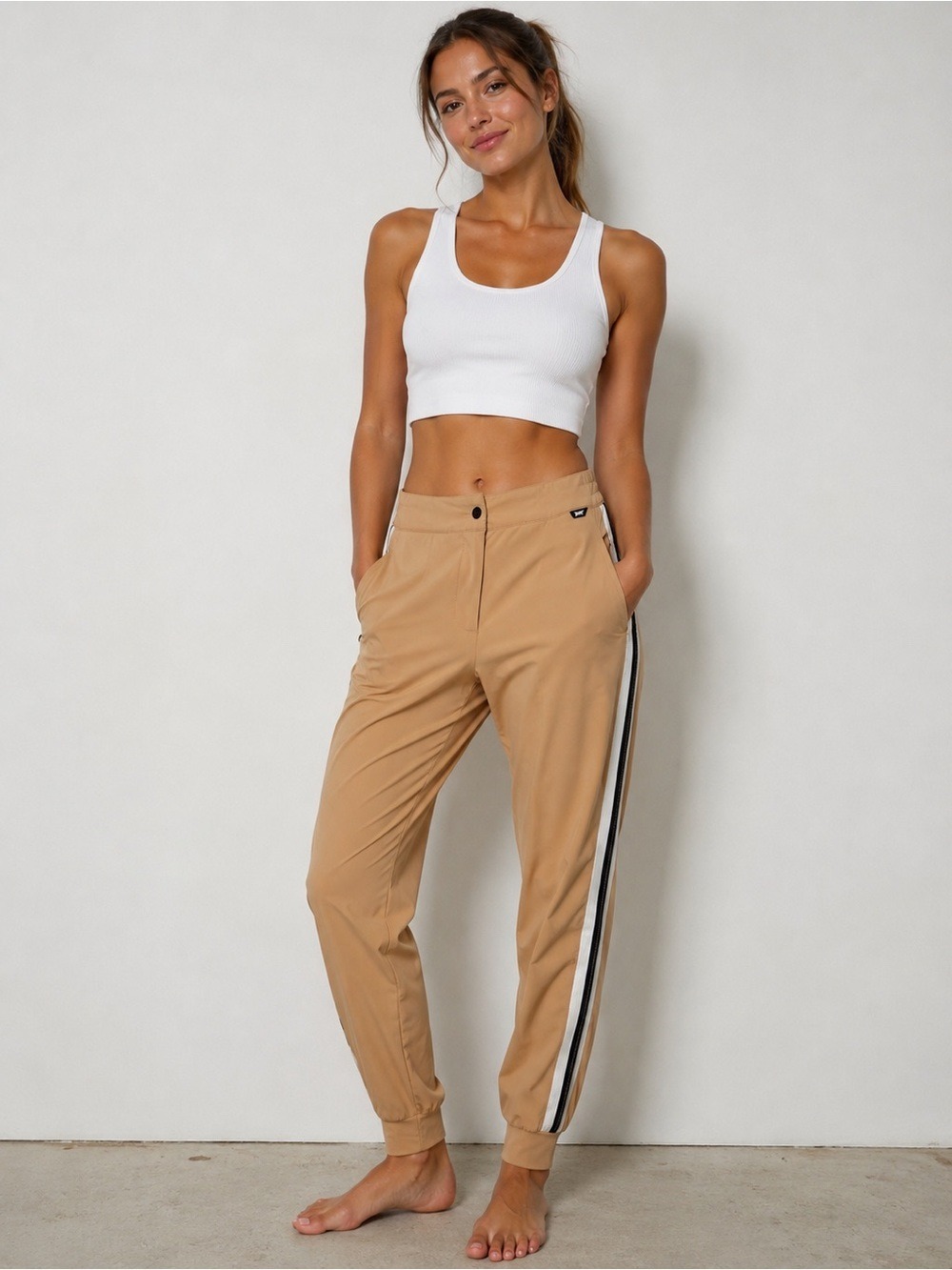 PXG Women’s Knitted Side Stripe Joggers Stone Fruit Golf Pants NWOT Small